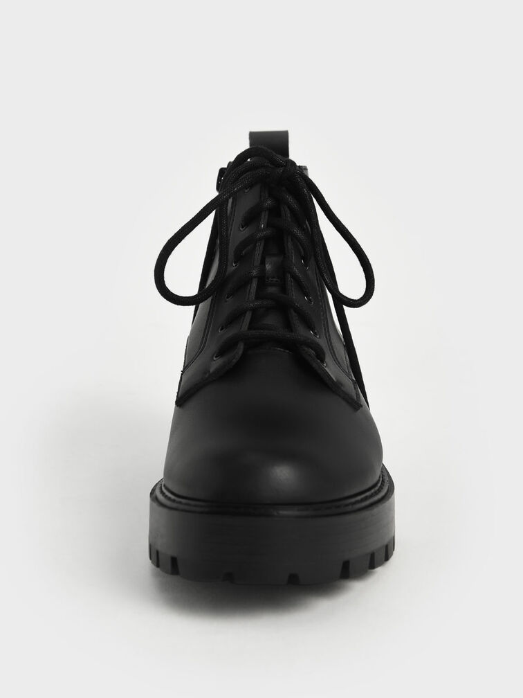 Botines gruesos con cordones, Negro, hi-res