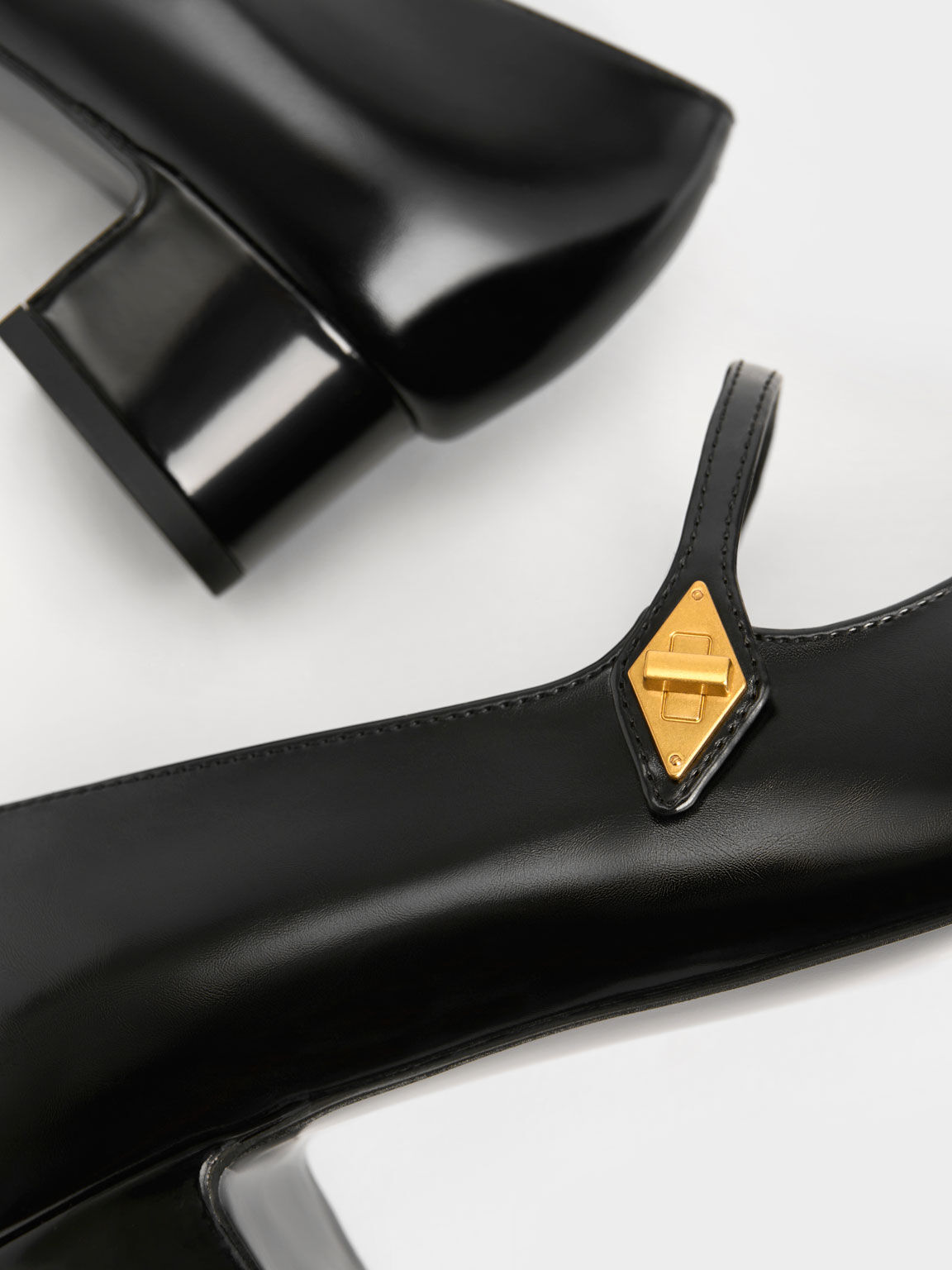 Metallic Accent Mary Jane Pumps, Black, hi-res