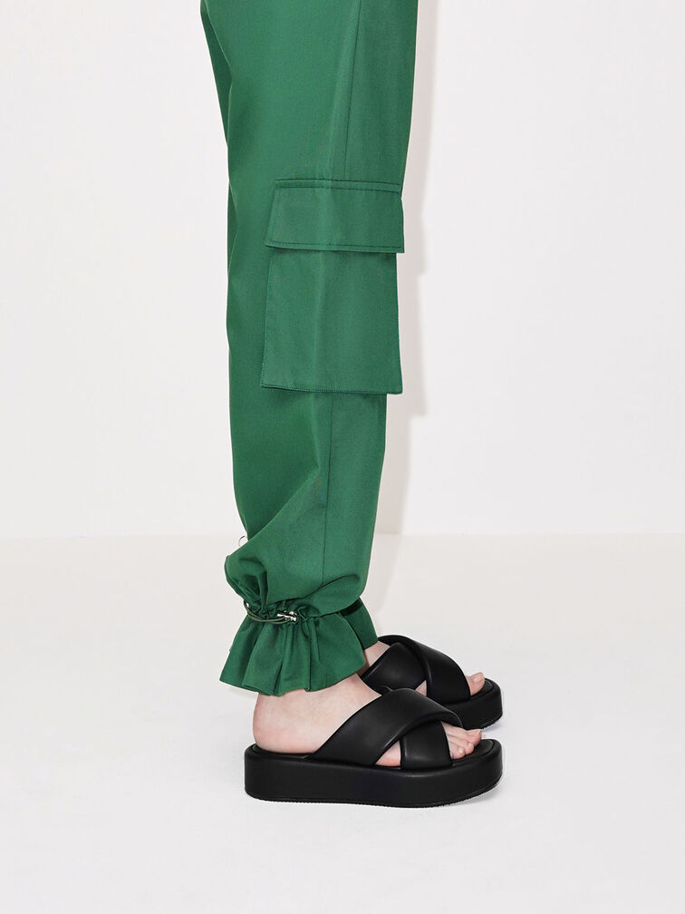 Padded Crossover Flatforms, Black, hi-res