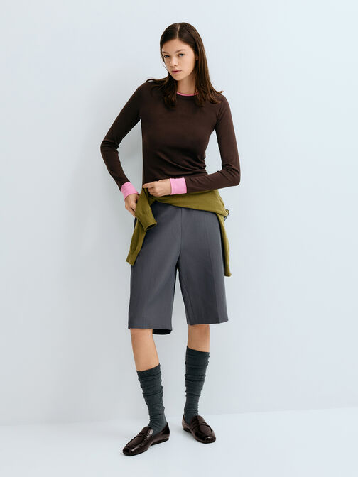 Crinkle-Effect Penny Loafers, Dark Brown, hi-res