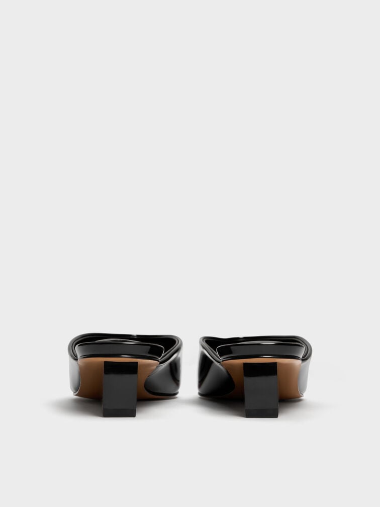 Patent Translucent-Heel Wedge Mules, Black Patent, hi-res