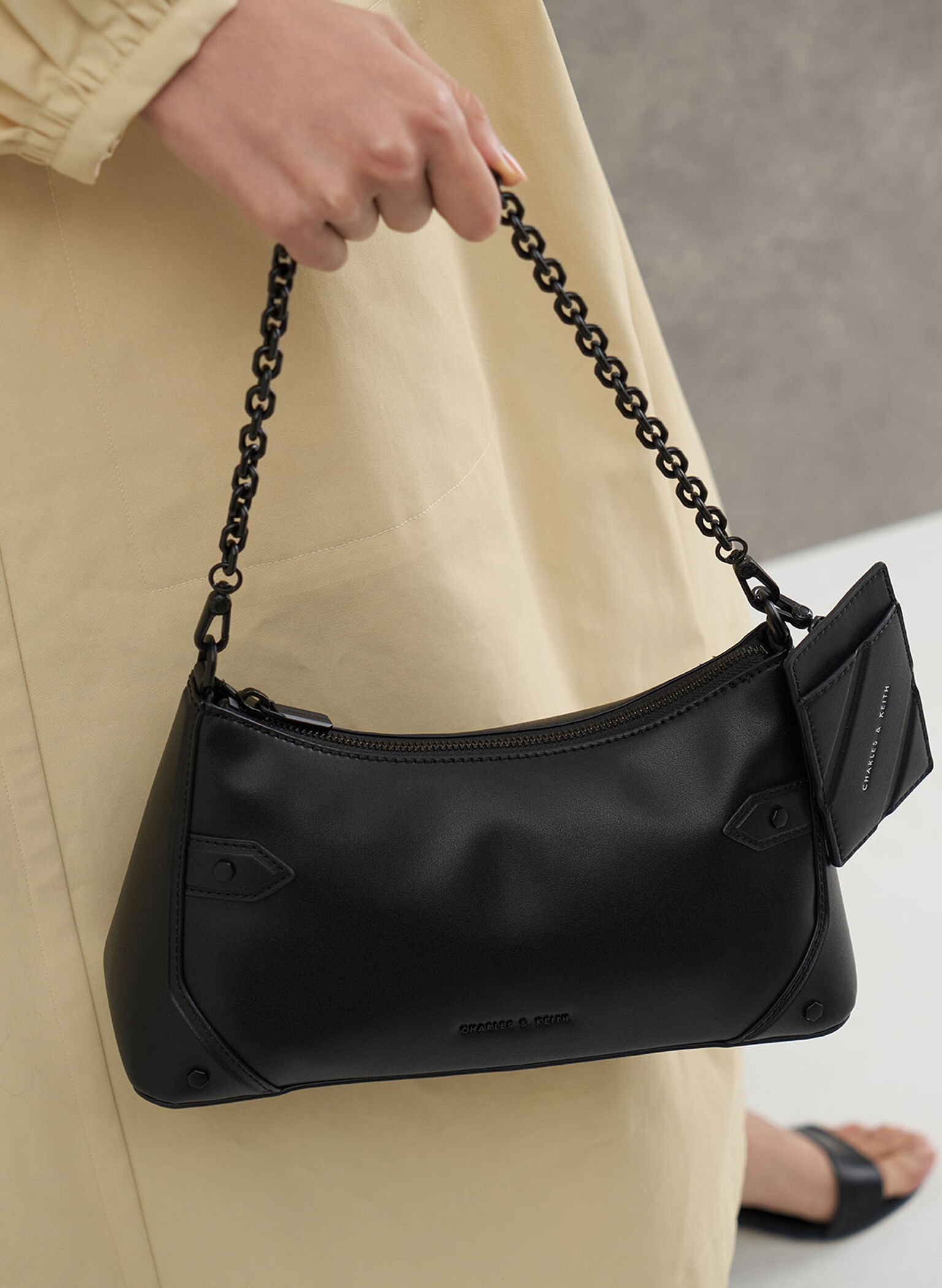Chain Handle Bag, Ultra-Matte Black, hi-res