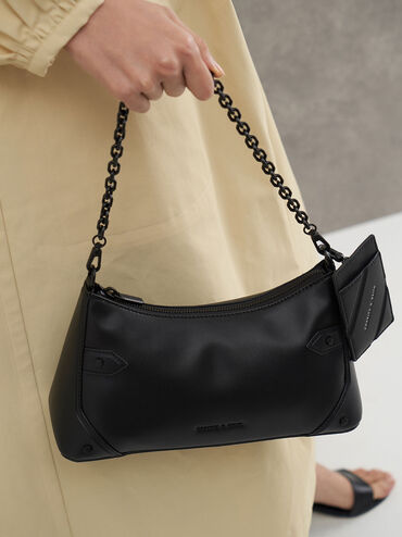 Chain Handle Bag, Ultra-Matte Black, hi-res