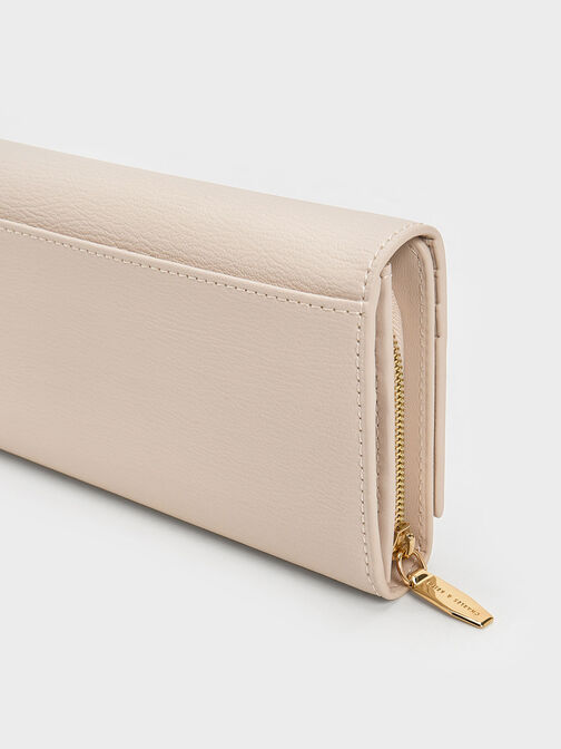 Front Flap Long Wallet, Oat, hi-res