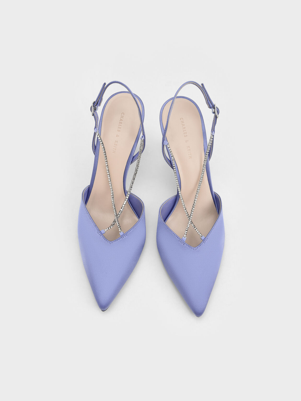 Adel Recycled Polyester Gem-Strap Slingback Ballerina Pumps, Blue, hi-res