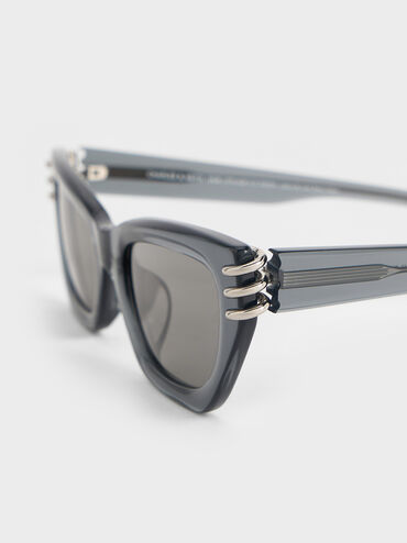 Gafas de sol cat-eye anguladas de acetato reciclado con detalles met�licos, Azul marino, hi-res