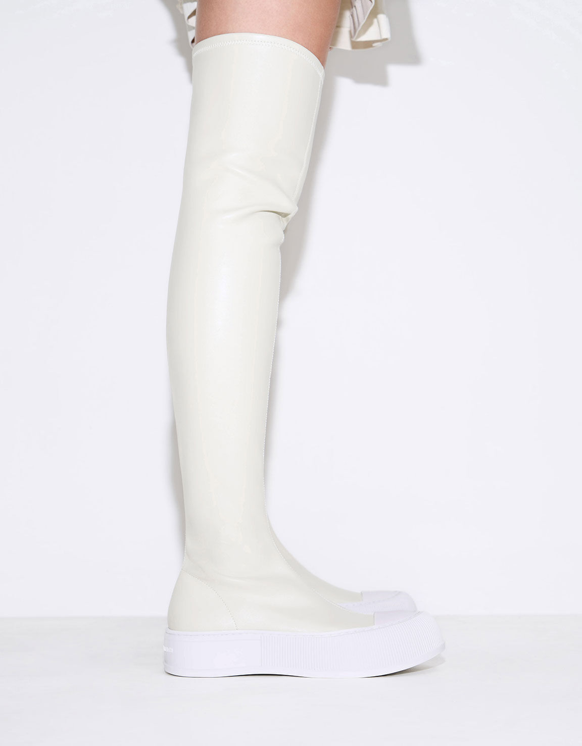 Chalk Harrianna Thigh High Boots CHARLES KEITH US