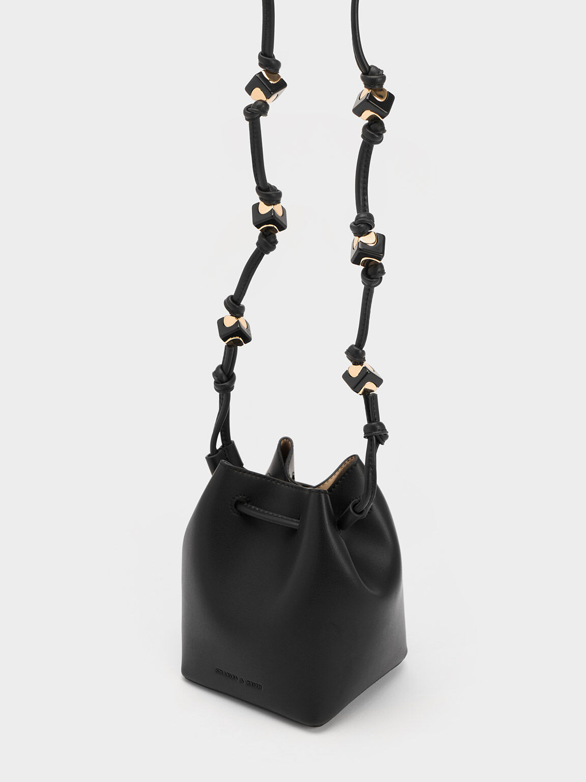 Cube Knotted Bucket Bag, Black, hi-res