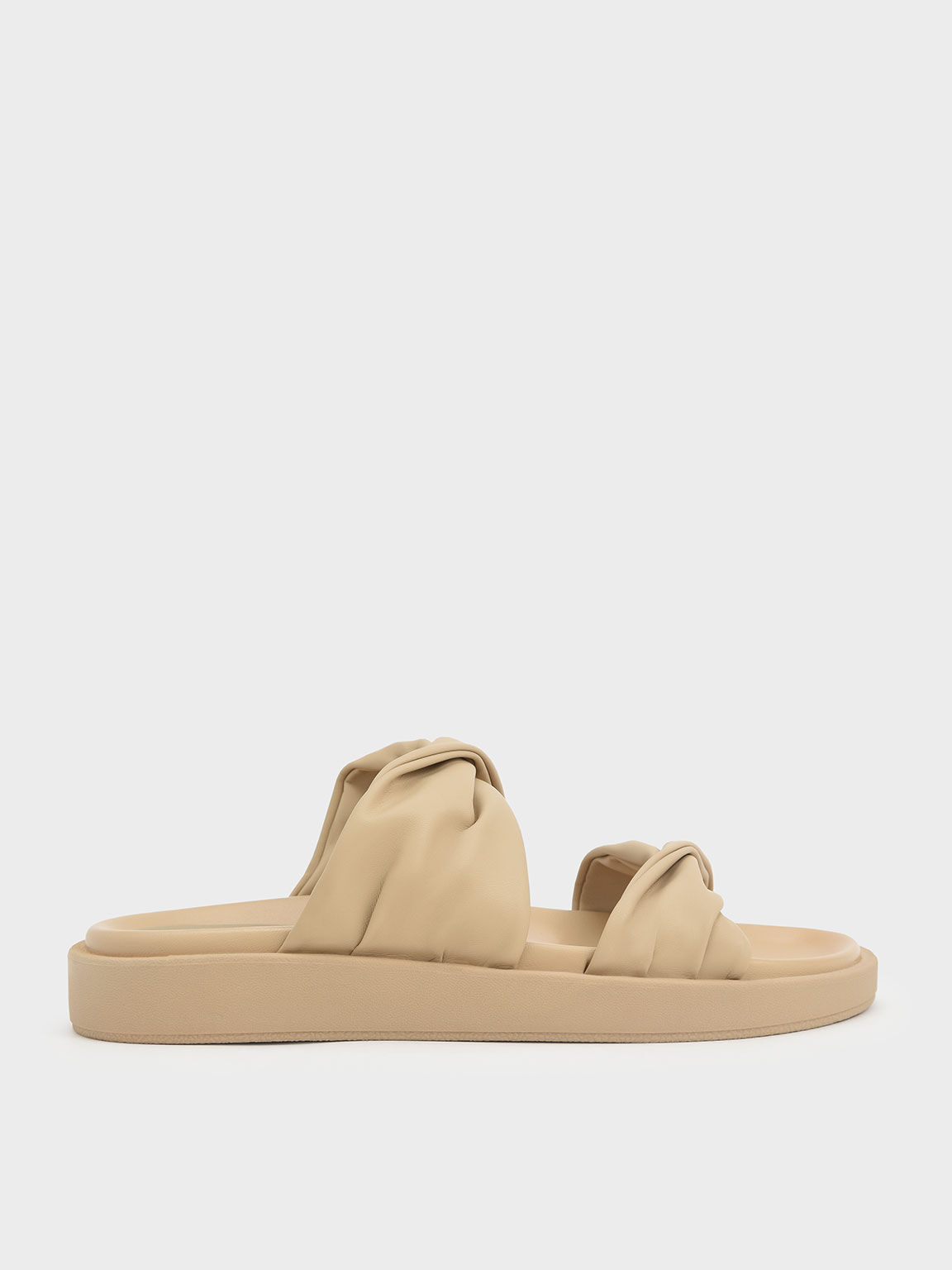 Twist Strap Padded Slide Sandals, Sand, hi-res