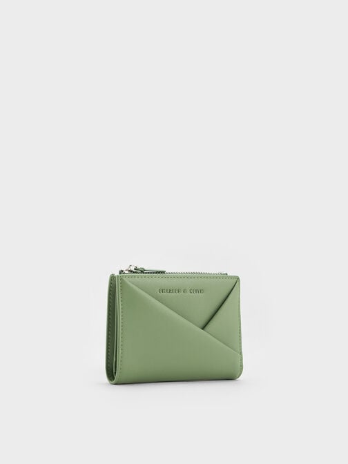 Midori Geometric Top-Zip Wallet, Green, hi-res