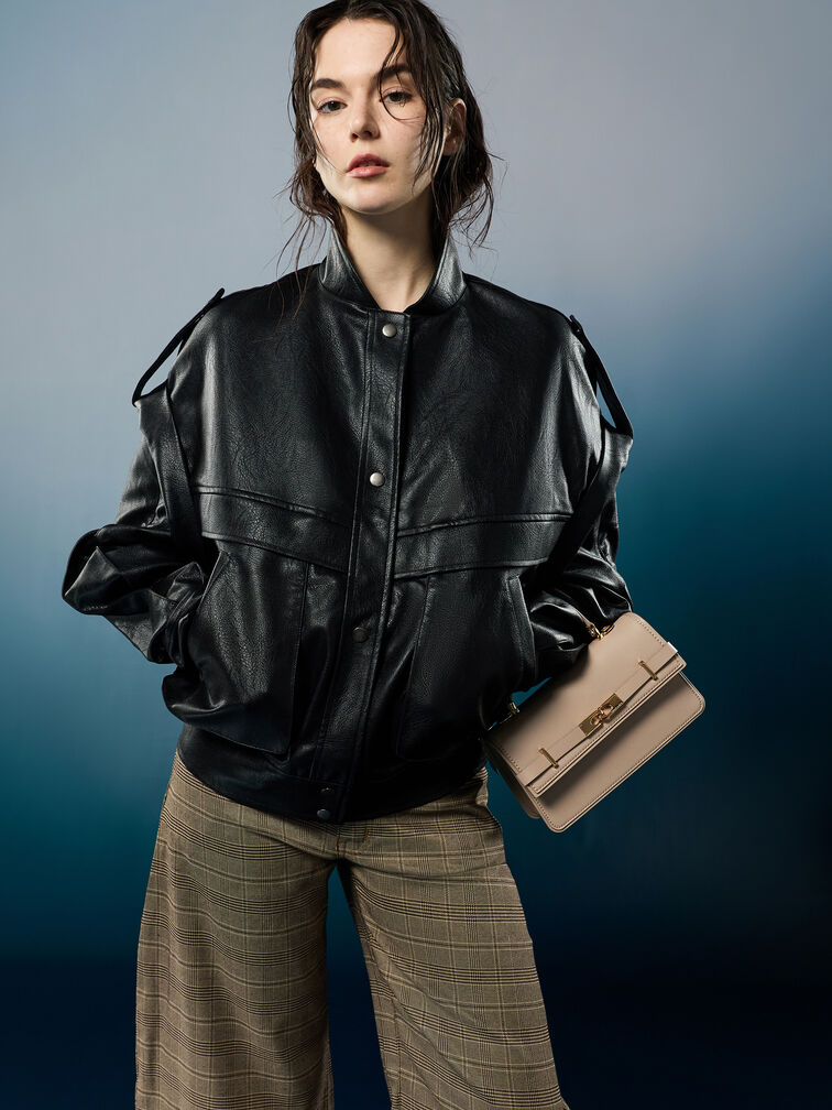 Arlet Belted Top Handle Bag, Taupe, hi-res