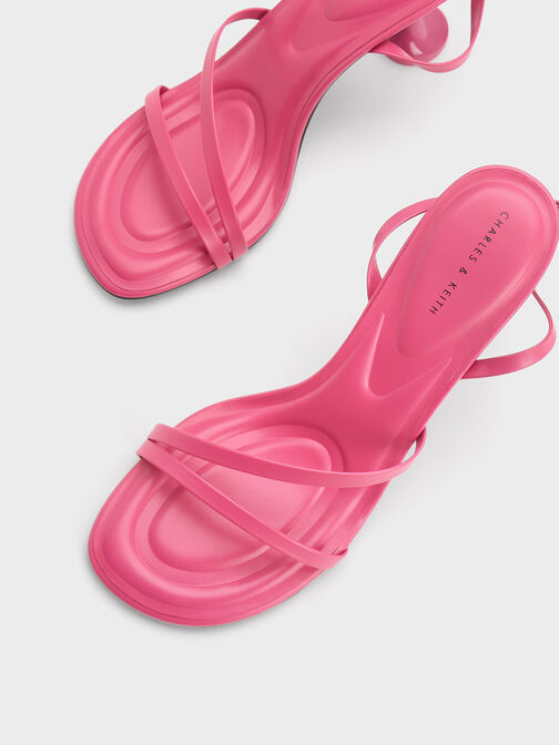 Celestine Sculptural Heel Strappy Sandals, Berry, hi-res