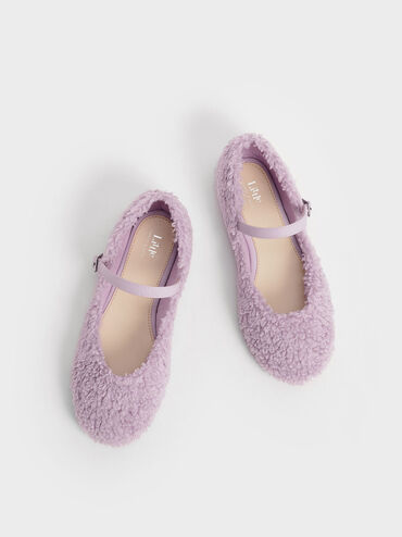 兒童毛毛瑪莉珍鞋, 紫丁香色, hi-res