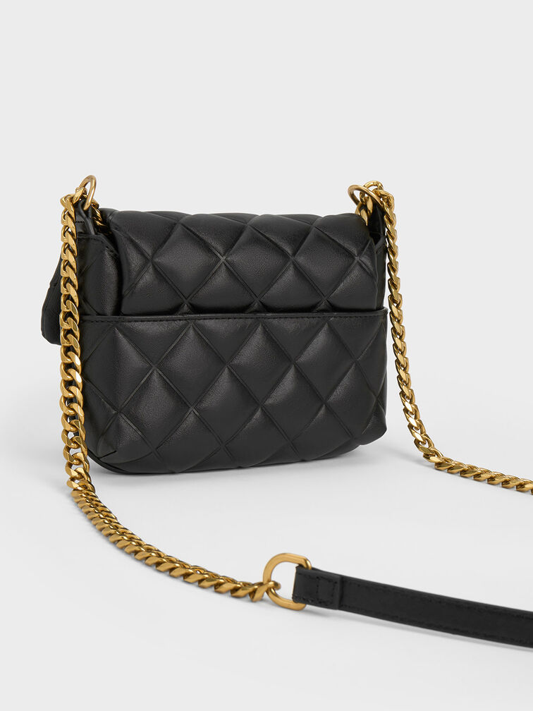 Mini Swing Quilted Chain-Handle Bag, Black, hi-res