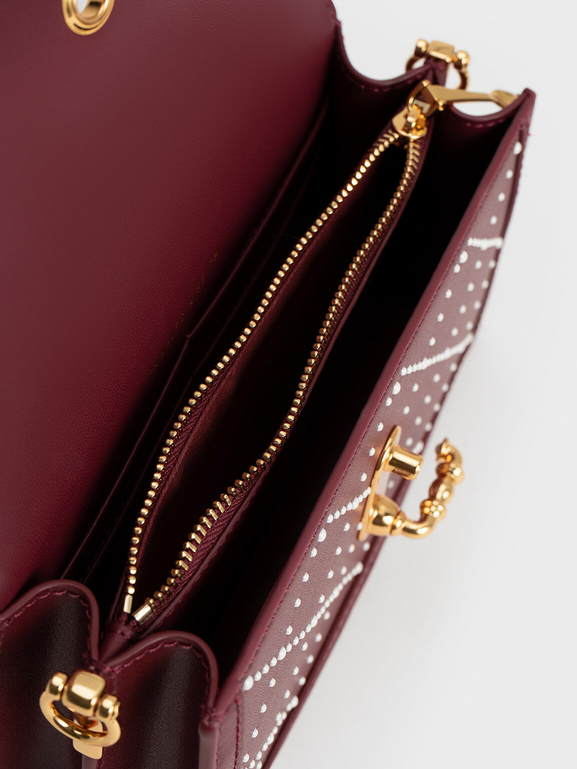 Marietta Textured Quilted Crossbody Bag, Burgundy, hi-res