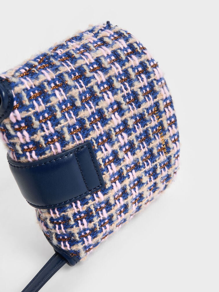 Bolso bombonera Gabine de tweed, Azul marino, hi-res