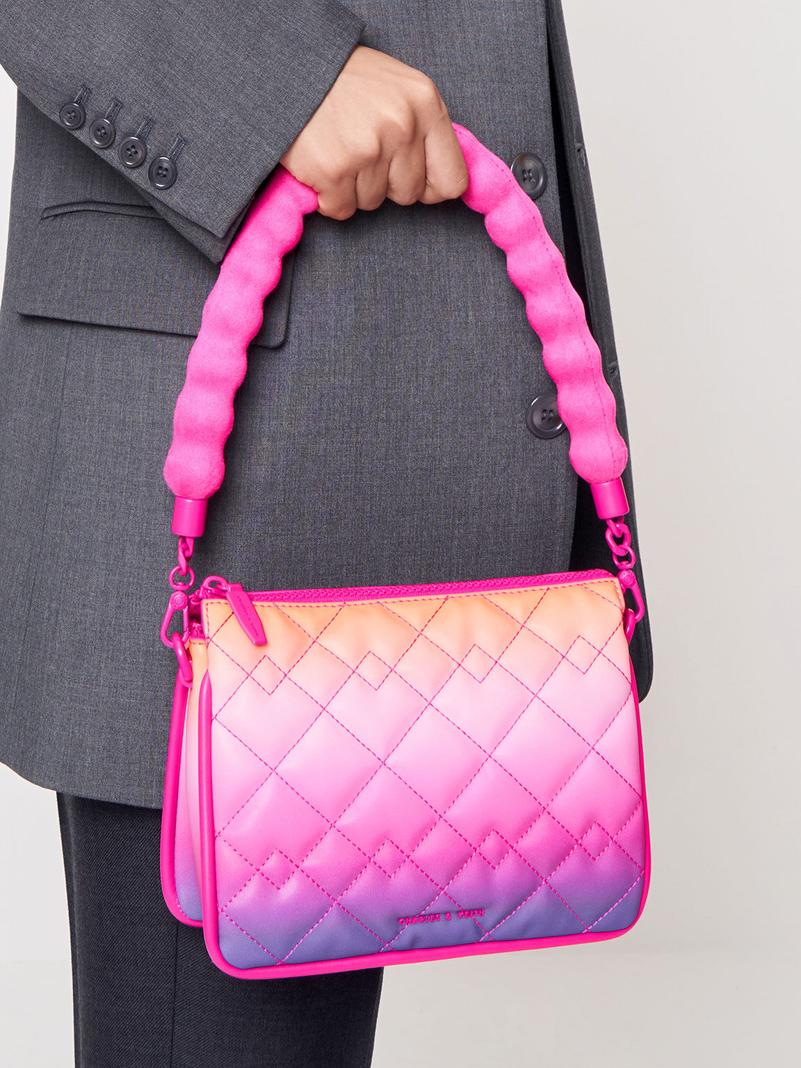 Lana Holographic Quilted Shoulder Bag, Holographic, hi-res