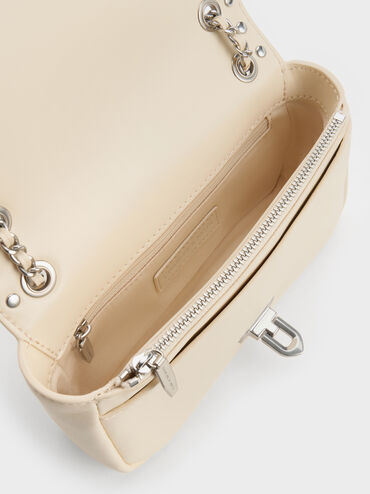 Arwen Studded Shoulder Bag, Beige, hi-res