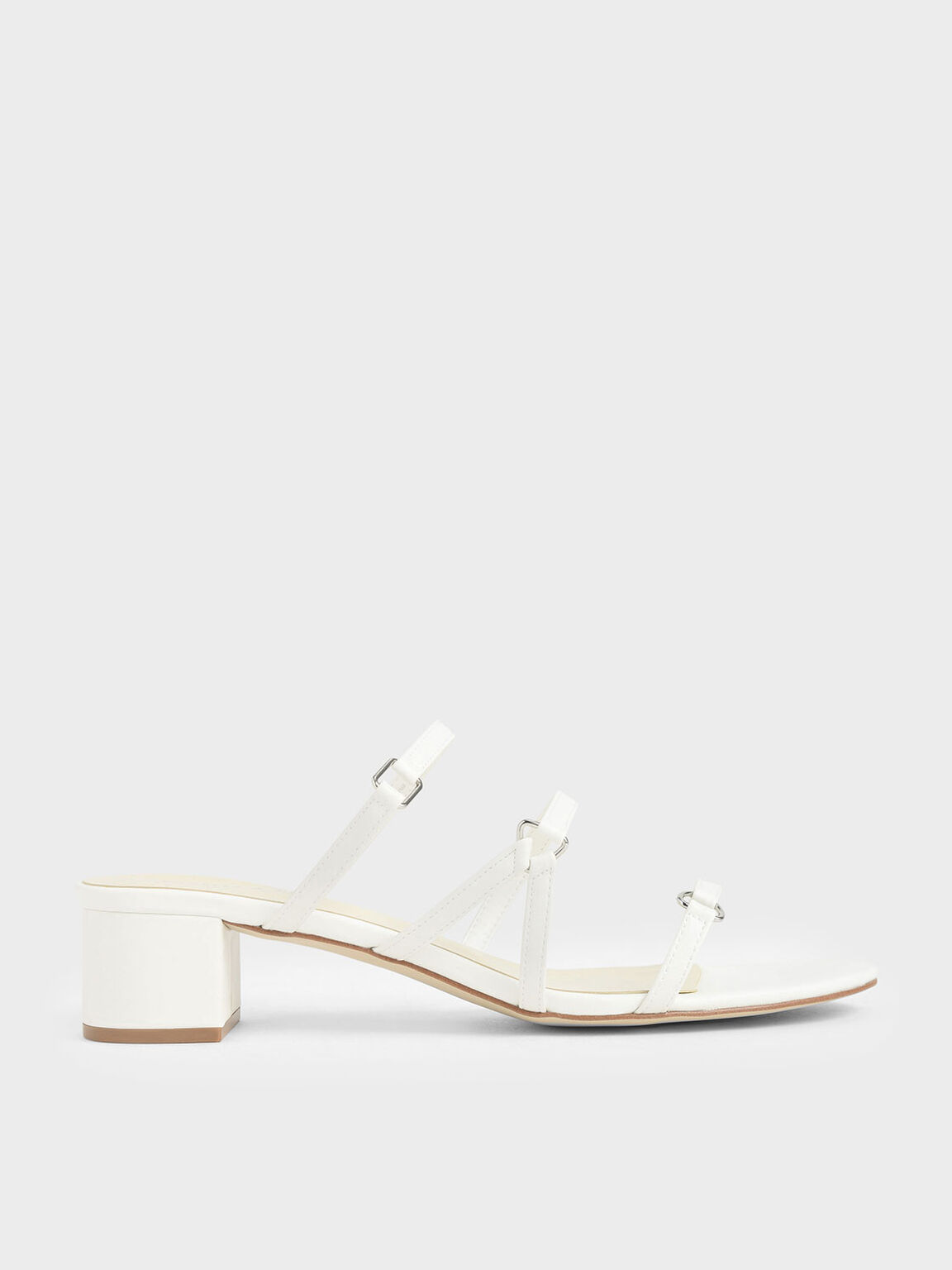 Tri-Strap Mules, White, hi-res
