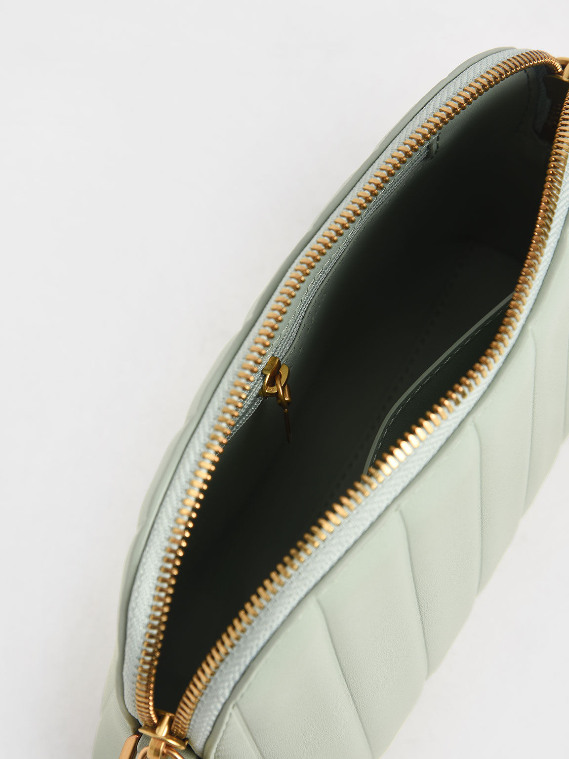 Chain Handle Panelled Crossbody Bag, Mint Green, hi-res