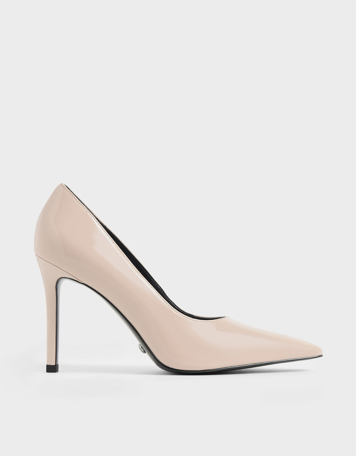 nude patent pointed heels