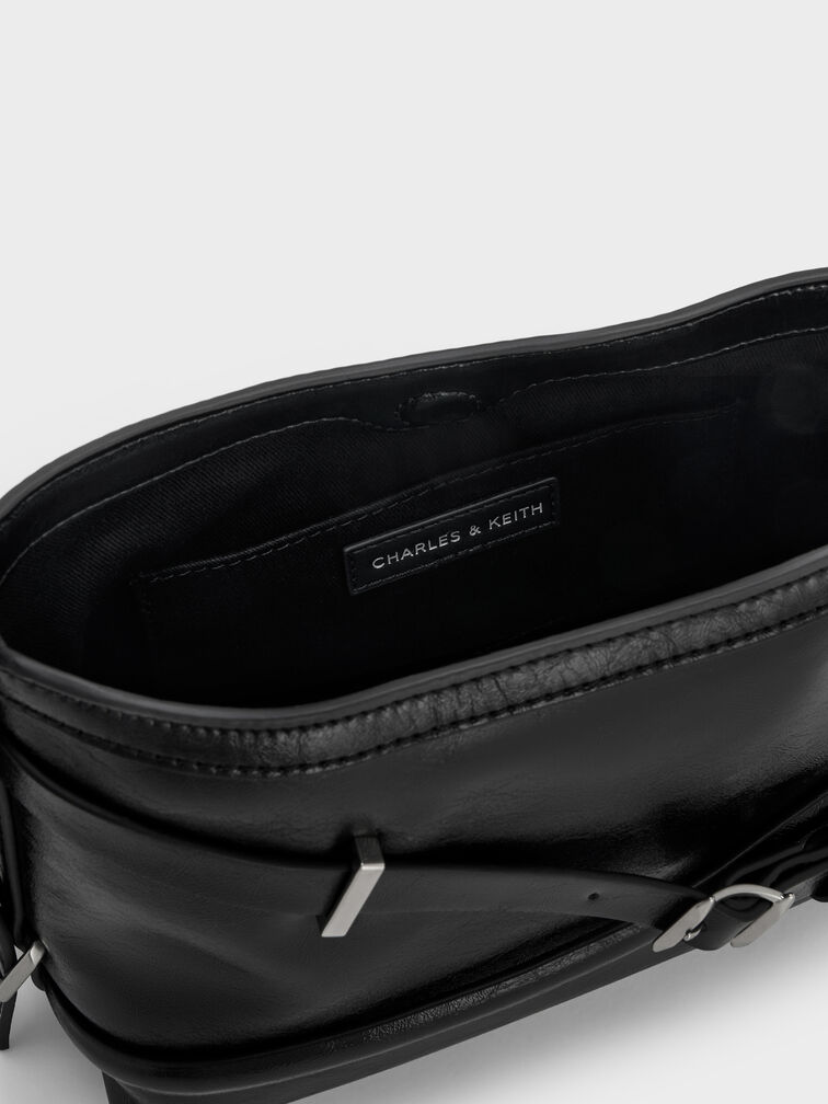 Bolsa transversal Bryna com alça de fivela, Preto, hi-res