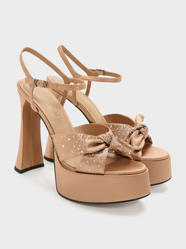 Sandálias de plataforma com cristais Jayce, Nude, hi-res