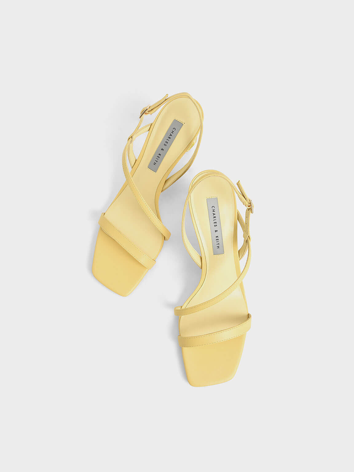 See-Through Sculptural Heel Sandals, Yellow, hi-res