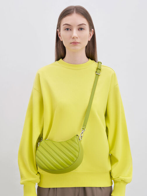 Freja Curved Panelled Bag, Lime, hi-res