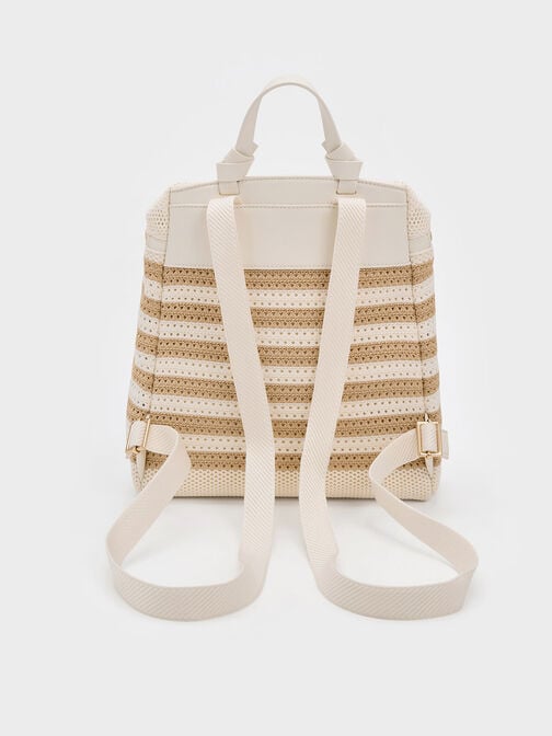 Ida Knitted Striped Backpack, Sand, hi-res