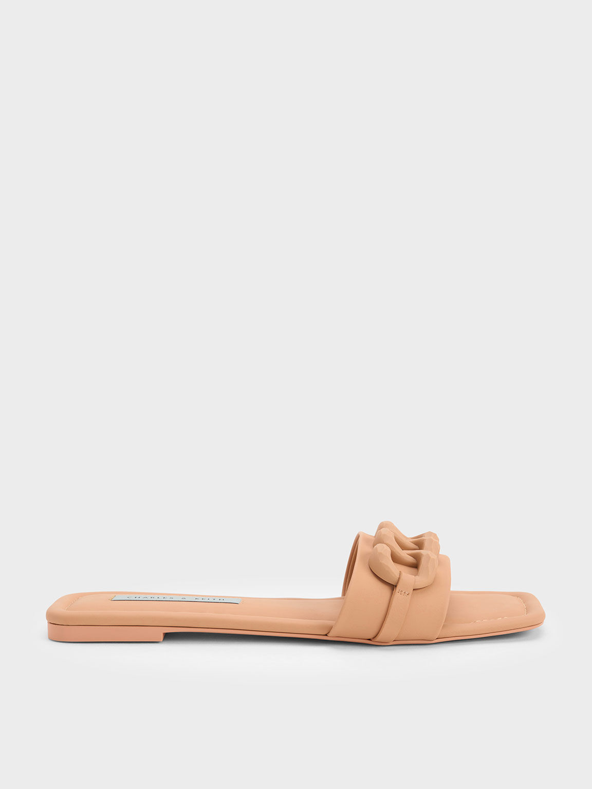 Chunky Chain-Link Slide Sandals, Camel, hi-res