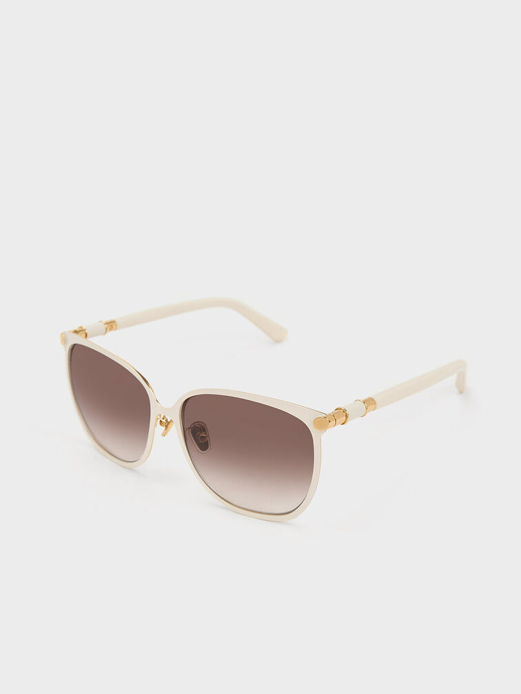Oversized Square Sunglasses, Cream, hi-res