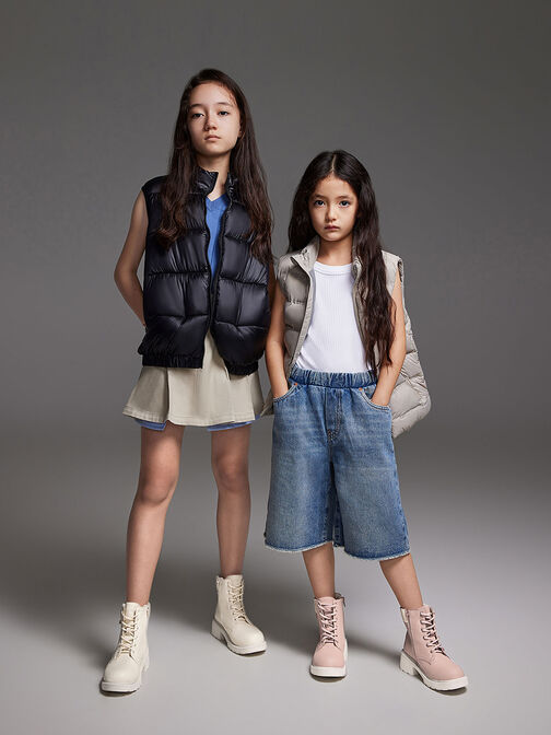 Girls' Side-Zip Ankle Boots, Blush, hi-res