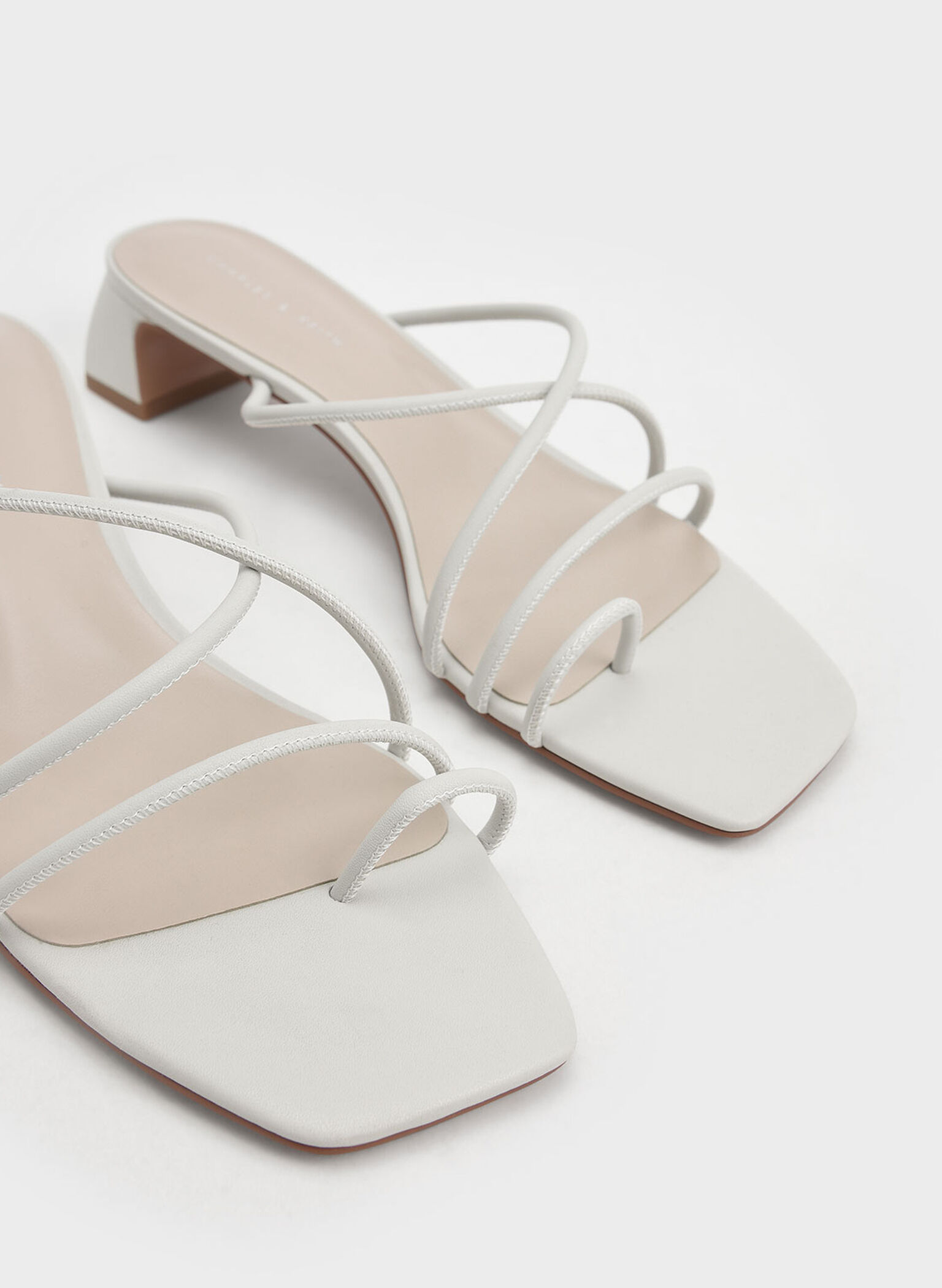 White Strappy Toe Ring Sandals - CHARLES & KEITH US