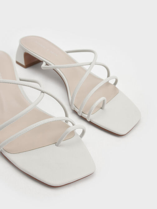 Strappy Toe Ring Sandals, White, hi-res