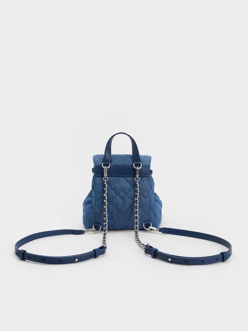Aubrielle Denim Quilted Backpack, Denim Blue, hi-res