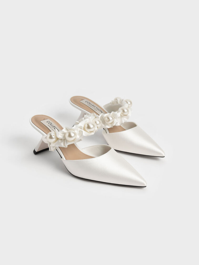 Blythe Bead Embellished Satin Pumps, White, hi-res