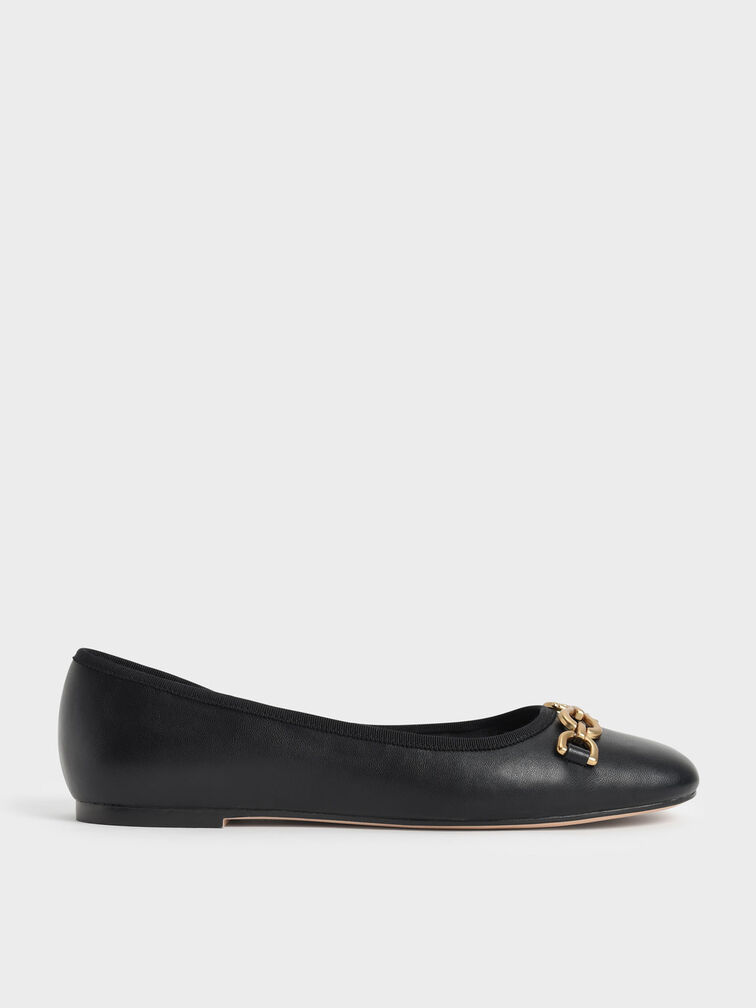 Black Link Ballerina Flats - CHARLES & KEITH US