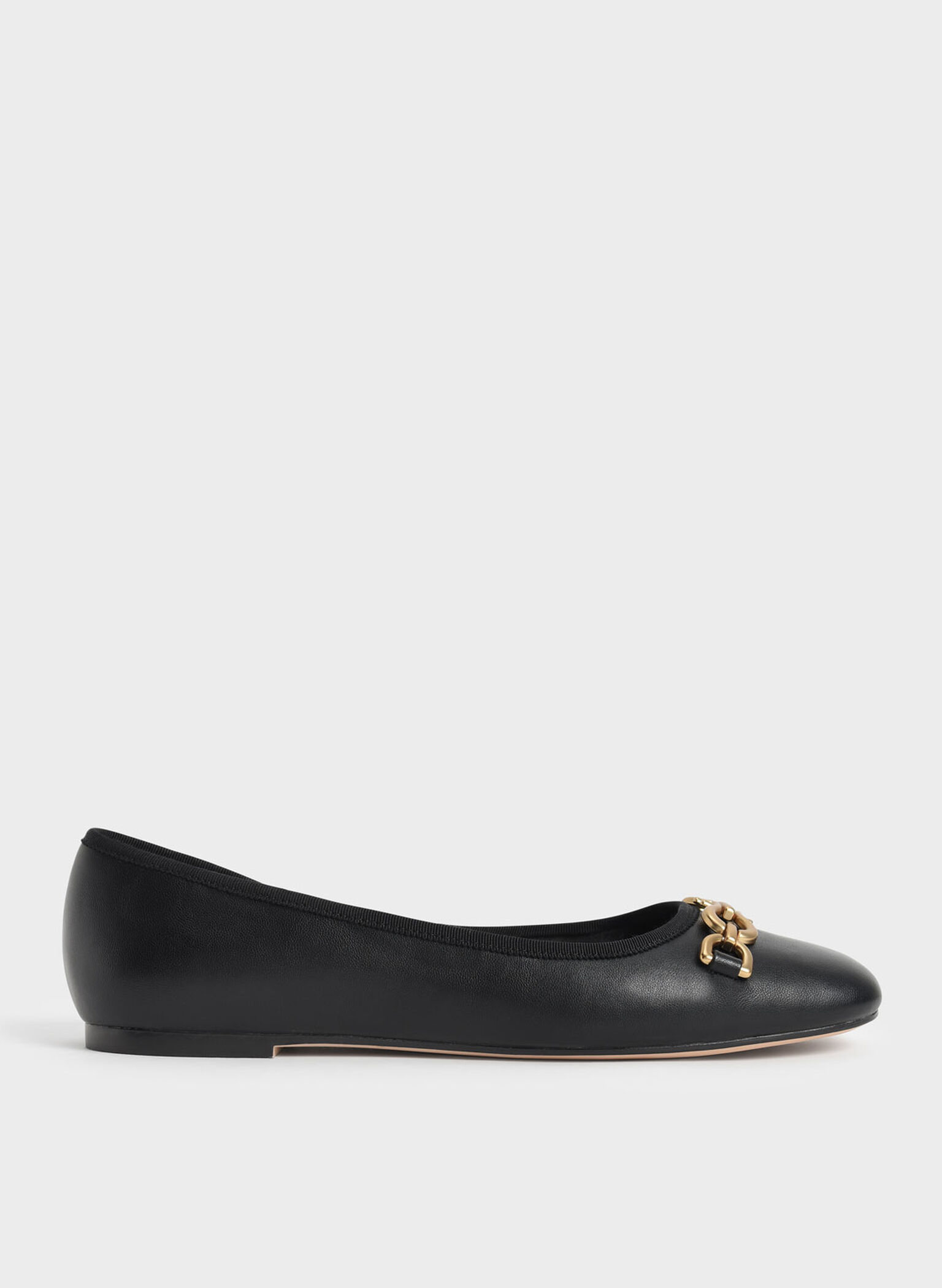 Black Chain Link Ballerina Flats - CHARLES & KEITH US