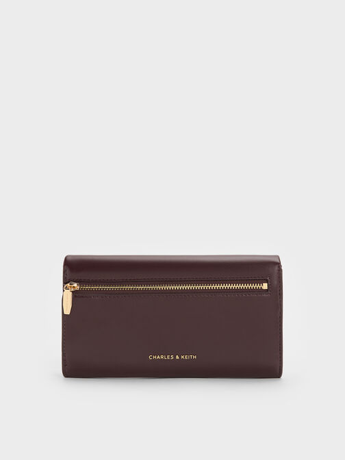 Lilibet Metallic-Accent Chain-Strap Long Wallet, Plum, hi-res