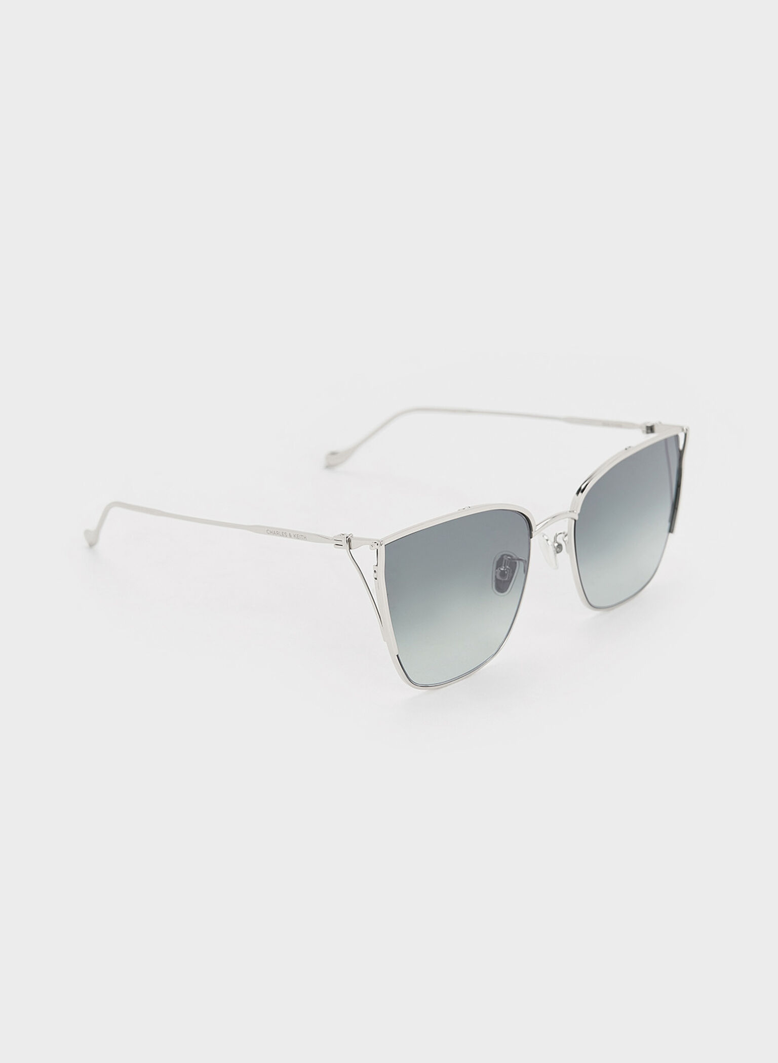 Shea Metallic-Rim Square Sunglasses, Silver, hi-res