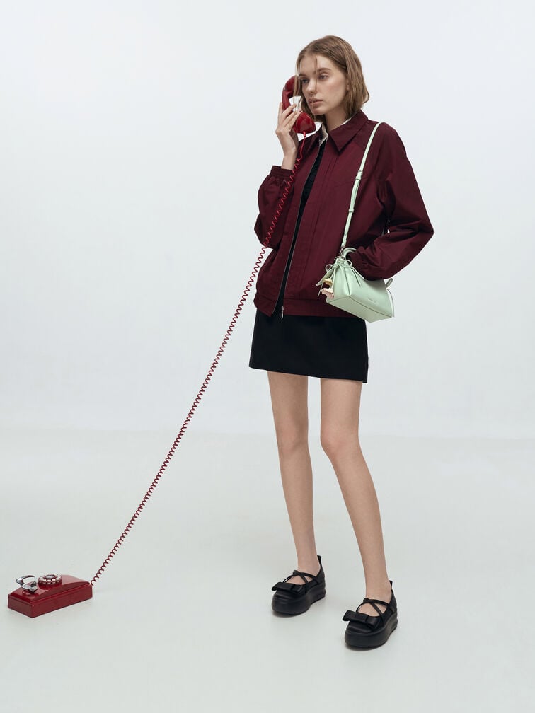 헤이즐 보우 탑 핸들 백, 민트 그린, hi-res