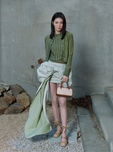 Sac allongé en toile à poignée nouée Sammie, Toile taupe, hi-res