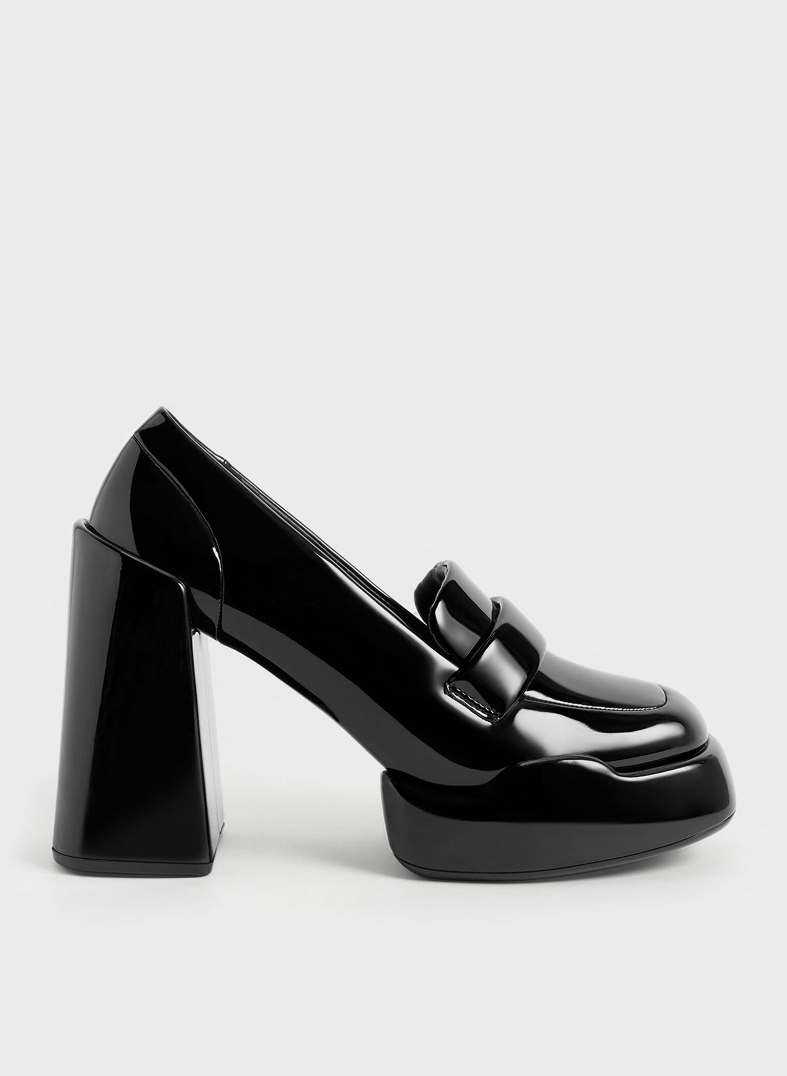Lula Patent Loafer Pumps, Black, hi-res