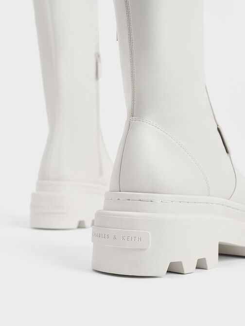 Indra Knee-High Boots, White, hi-res