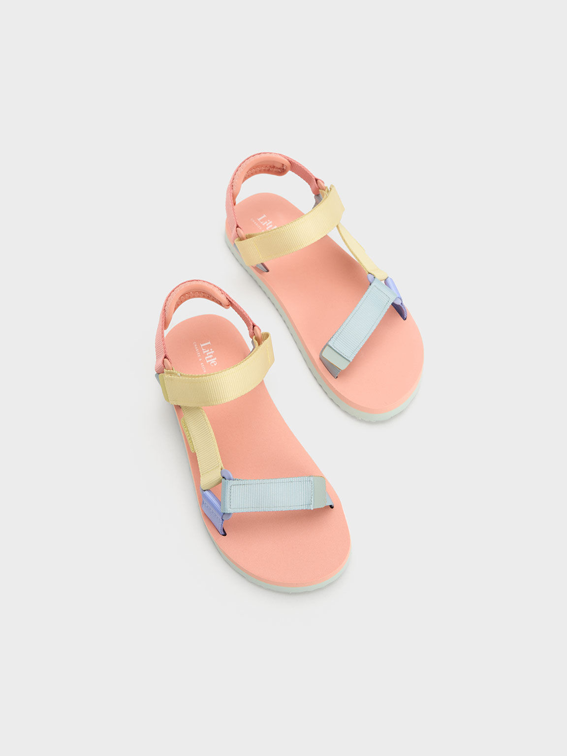 Girls' Grosgrain Sporty Sandals, Peach, hi-res