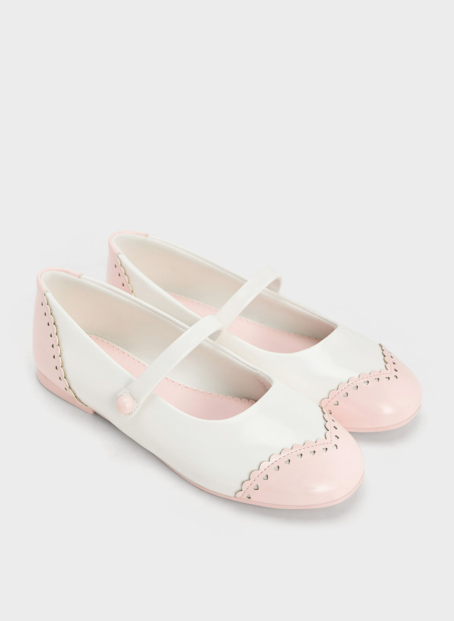 Bailarinas Mary Jane bicolor con adornos de corazón Marianne, Blanco, hi-res