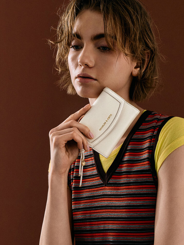 Haylen Front-Flap Small Wallet, Cream, hi-res