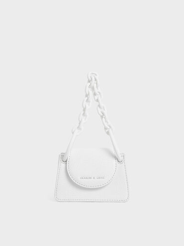 Chunky Chain Handle Mini Bag, White, hi-res