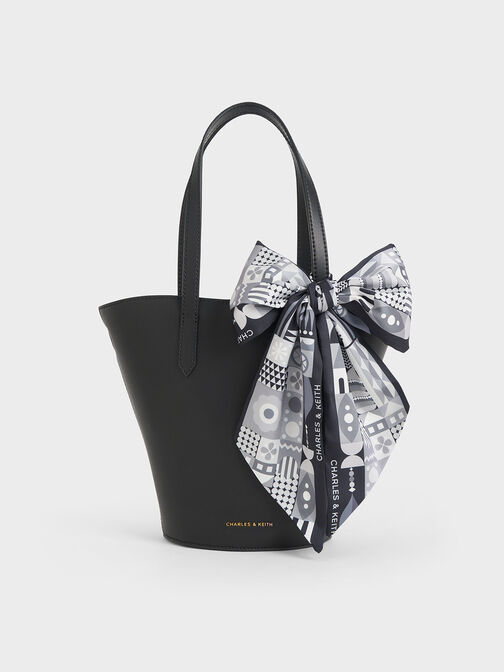Sianna Scarf-Print Tote Bag, Black, hi-res